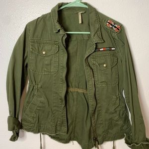 Jean/army green jacket